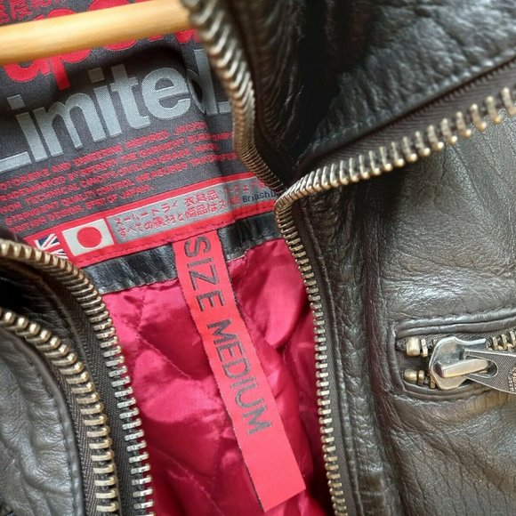 Superdry TARPIT ( badASS ) Leather Biker / Flight Jacket black - Picture 6 of 16